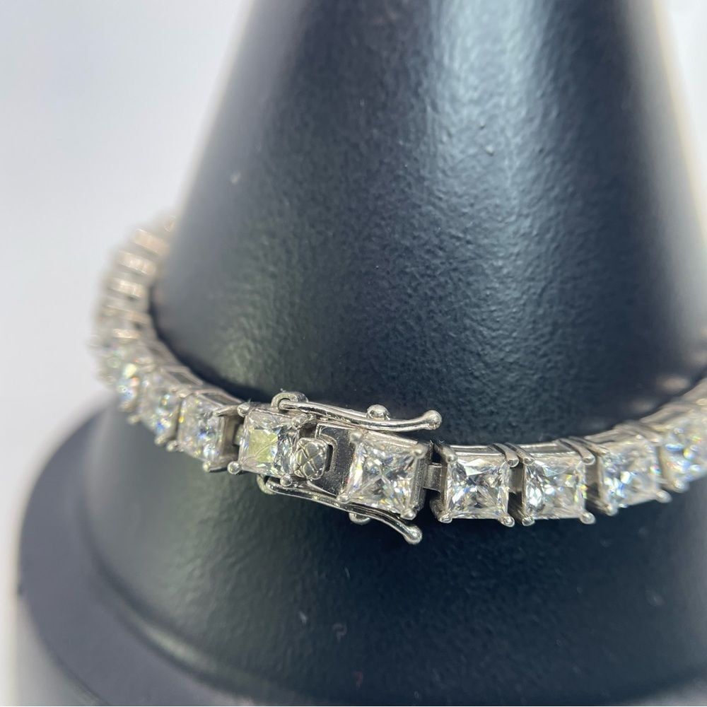 Princess Cut Moissanite Tennis Bracelet GRA Certified 18K Finish 4mm 8 Inch